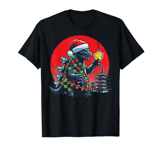 Christmas Japanese Monster Santa Star Xmas Women Kids Men T-Shirt