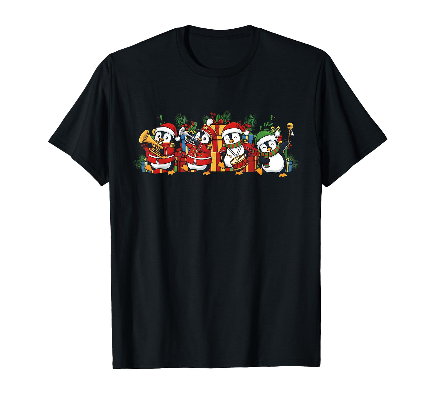Marching Band Penguins Christmas Music Holiday T-Shirt