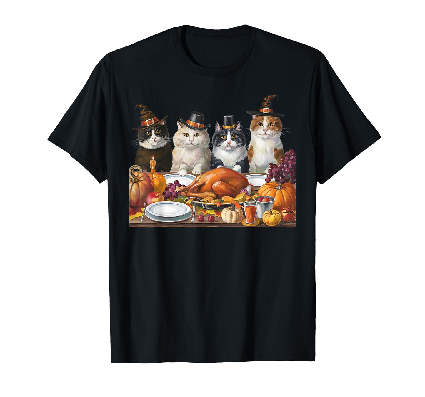 Thanksgiving Day Cat Squad Turkey Gifts For Men Women Kid T-Shirt