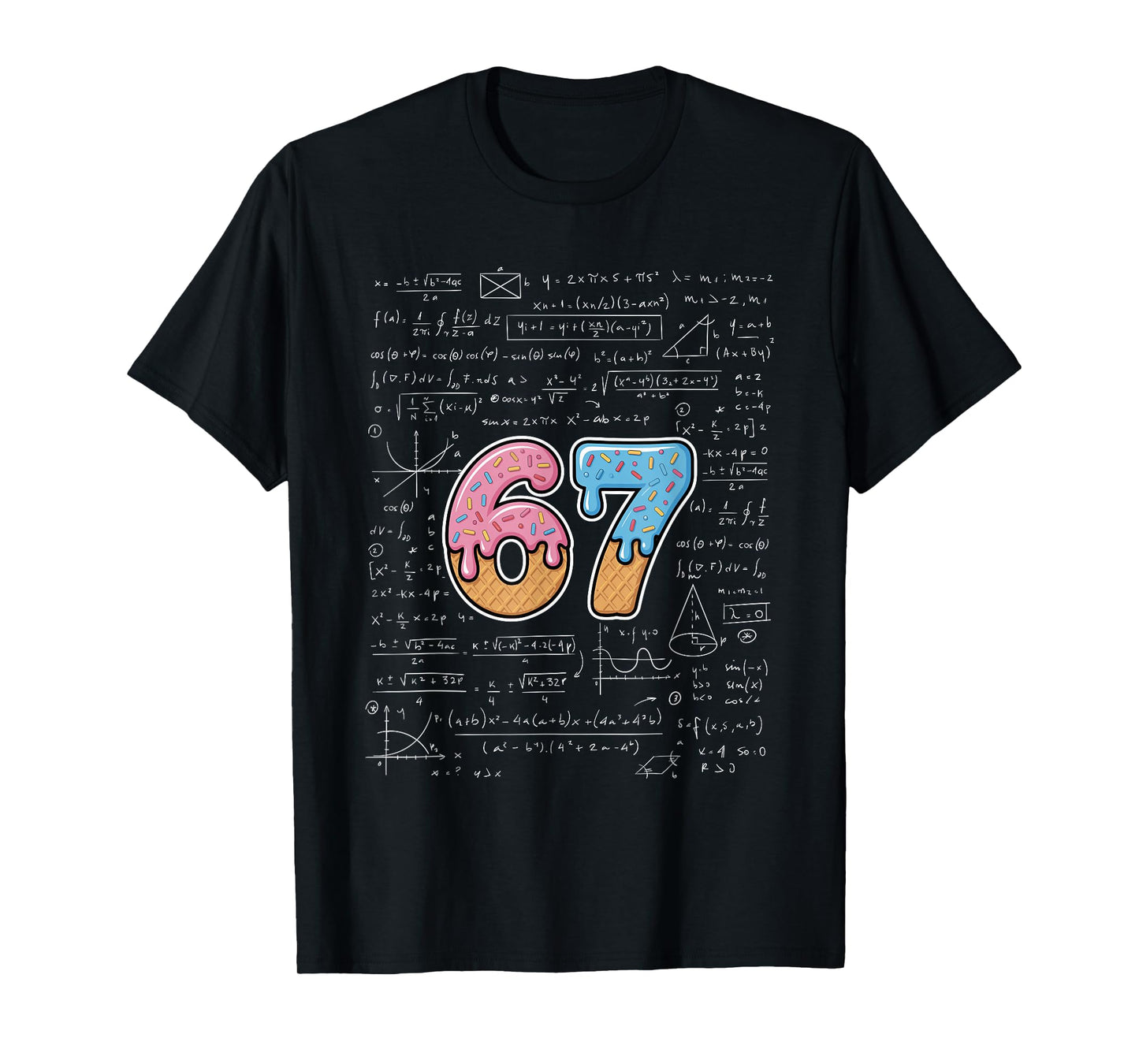 67 Math Teacher Mathematics 67th Number Ice Cream Drip 67 T-Shirt