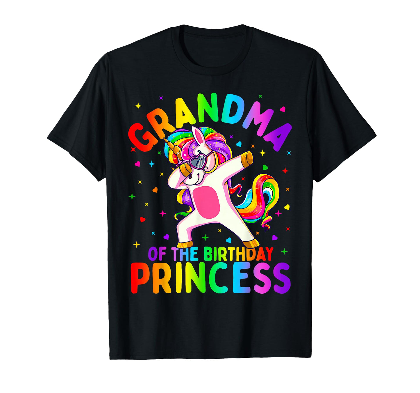 Grandma of The Birthday Princess Girl Dabbing Unicorn T-Shirt Small