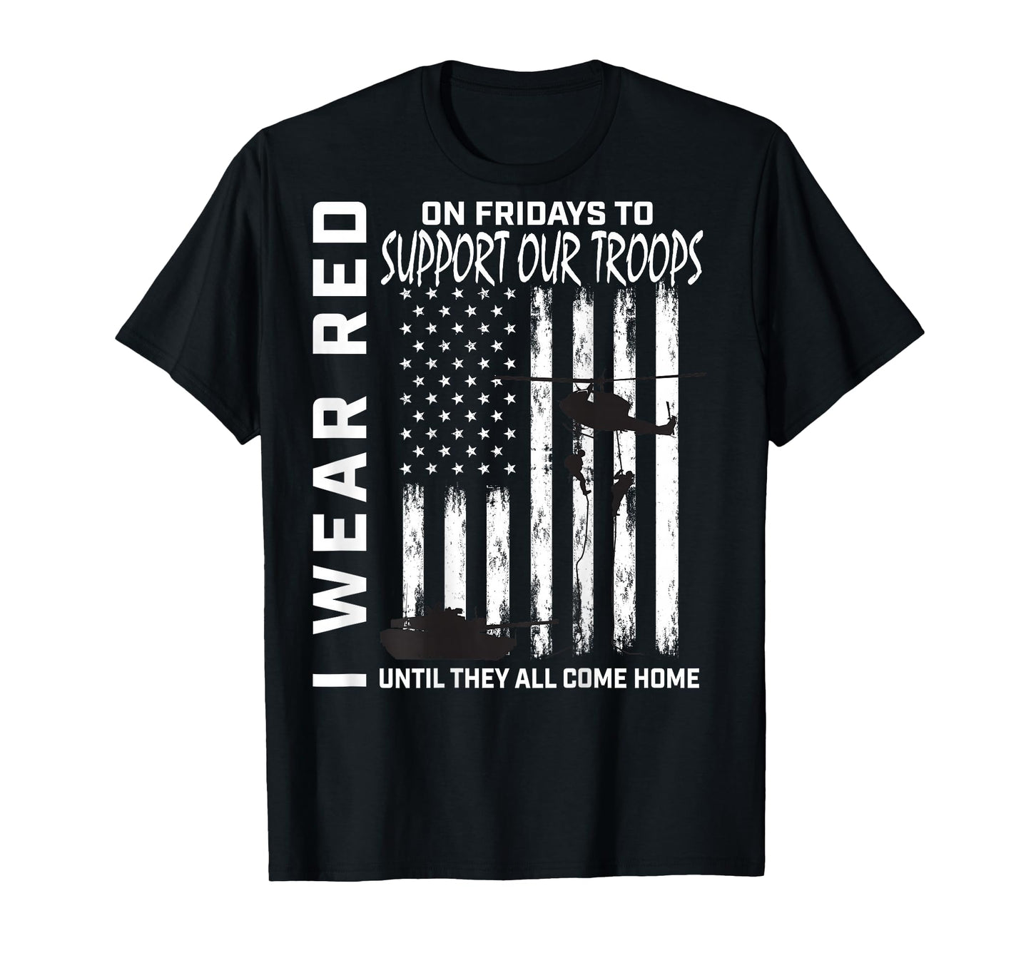 Red Friday Military Veteran Support Our Troops American Flag T-Shirt