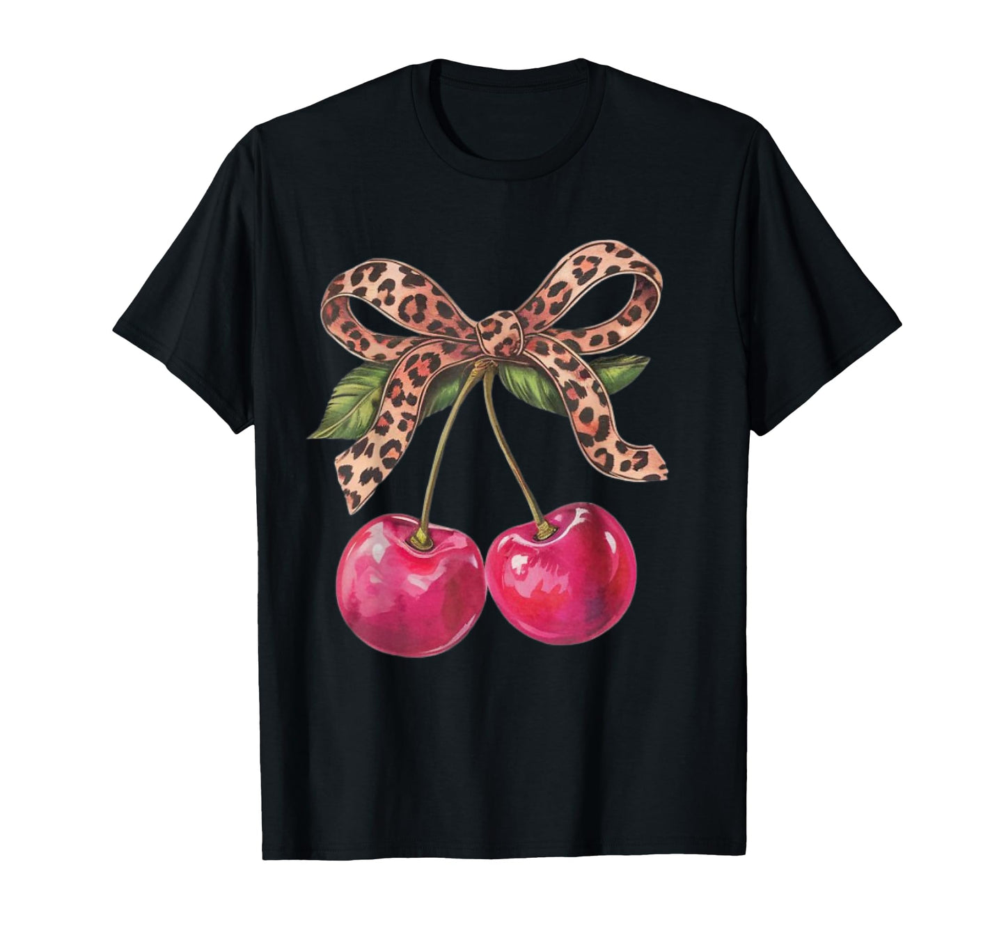 coquette leopard bow Cherries Leopard Bow Women Girls T-Shirt