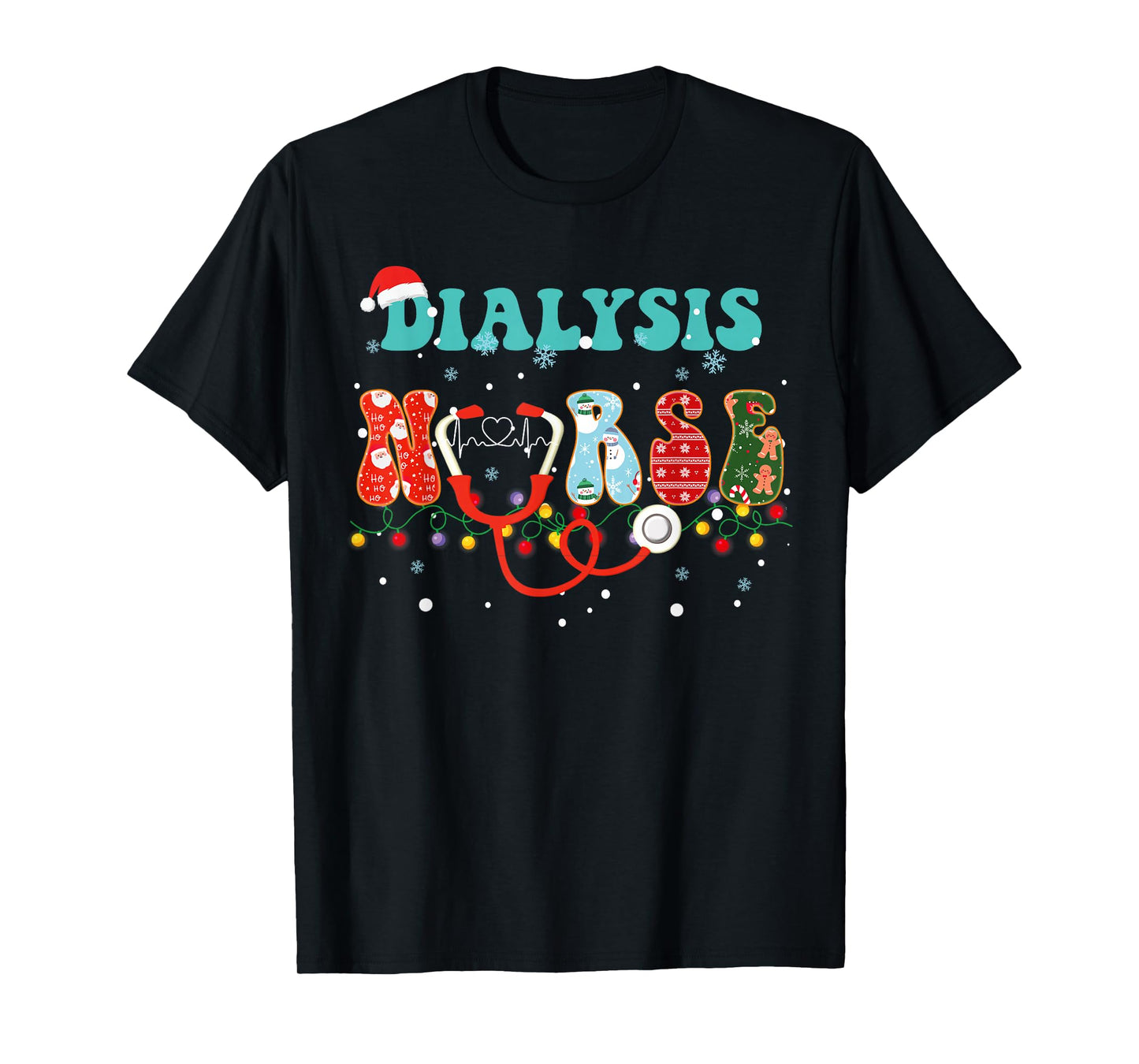 Christmas Dialysis Nurse RN Nephrology X-Mas Pajama groovy T-Shirt