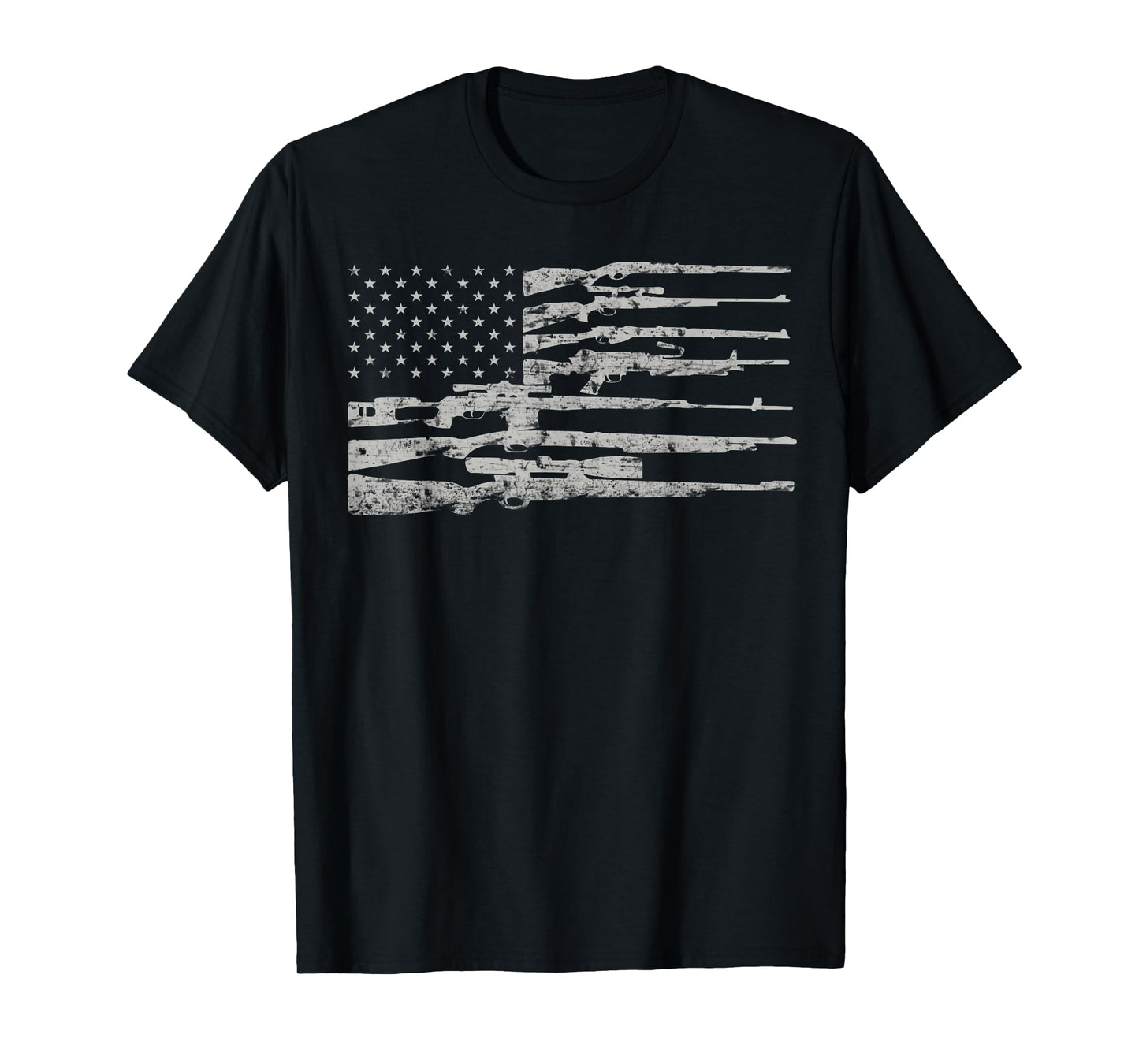 Big American Flag with Machine Guns T-Shirt 2A Flag Shirt T-Shirt