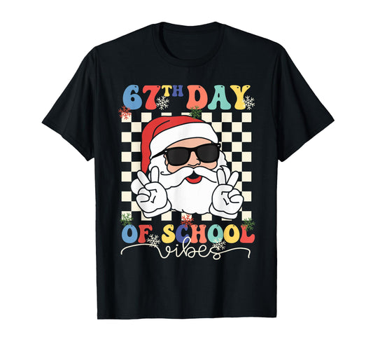 67th Day of School Vibe Funny Six Seven 67 Teacher Christmas T-Shirt