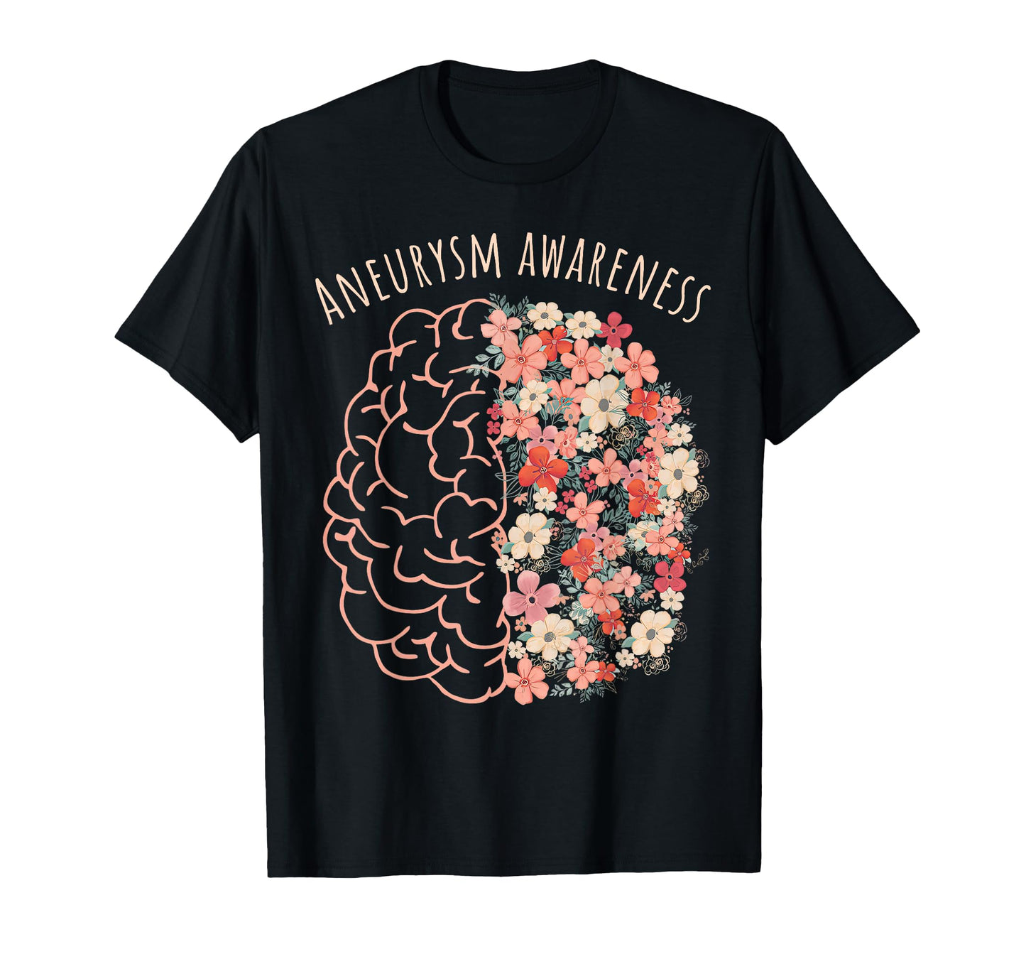Aneurysm Awareness Brain Floral Aneurysm Warrior T-Shirt