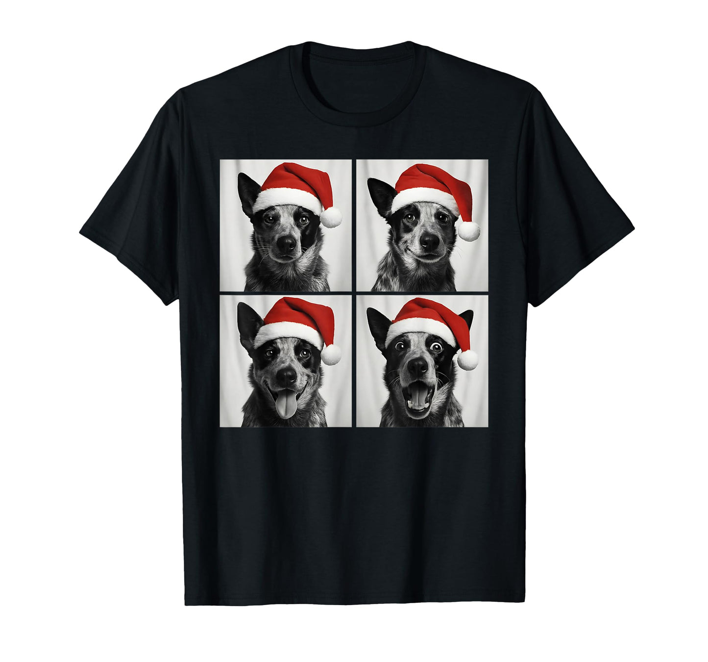 Funny Christmas Australian Cattle Dog Santa Photo Booth T-Shirt