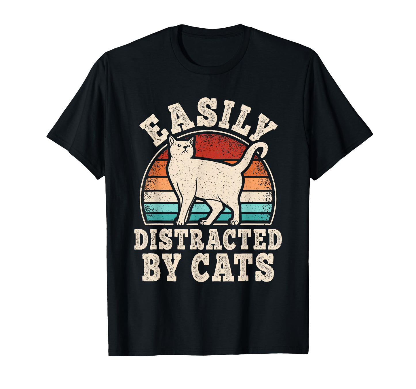 Easily Distracted by Cats Retro Cat Lover Vintage Men Women T-Shirt