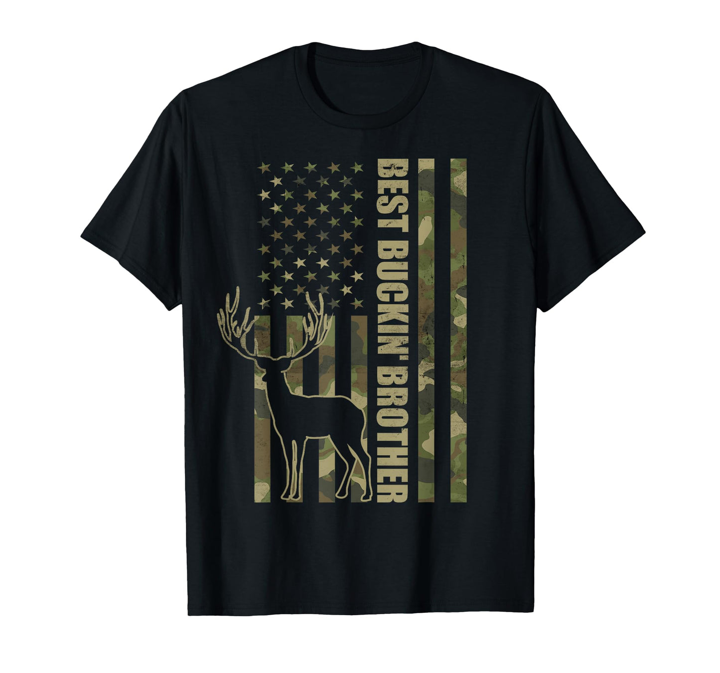 Best Buckin' Brother Camo American Flag T-Shirt