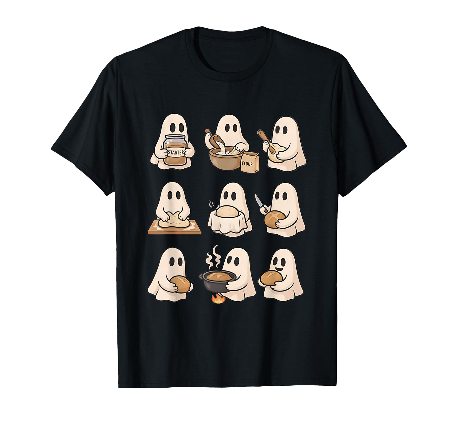 Cute Halloween Ghost Baking Bread Spooky Ghost Bake Bread T-Shirt