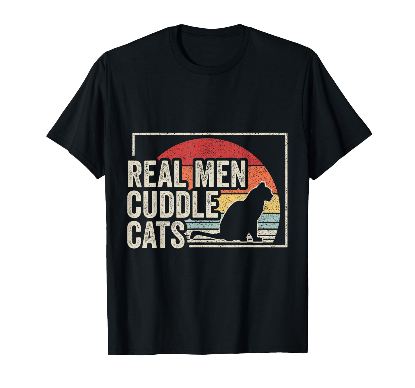 Retro Vintage Real Men Cuddle Cats Funny Cat T-Shirt