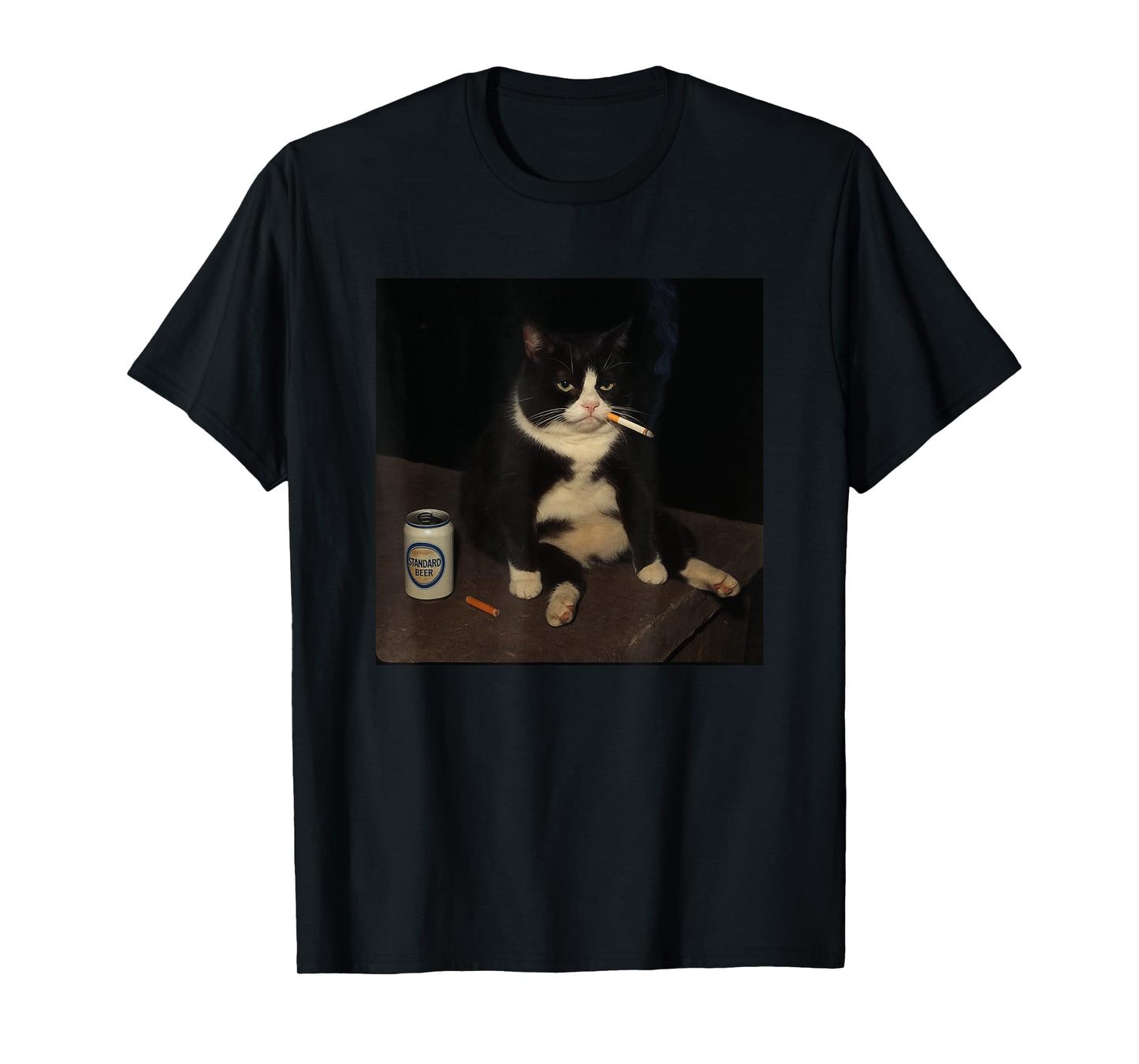 Cigarette Kitten Funny Gen Z Smoking Cat Meme Stupid Beer T-Shirt