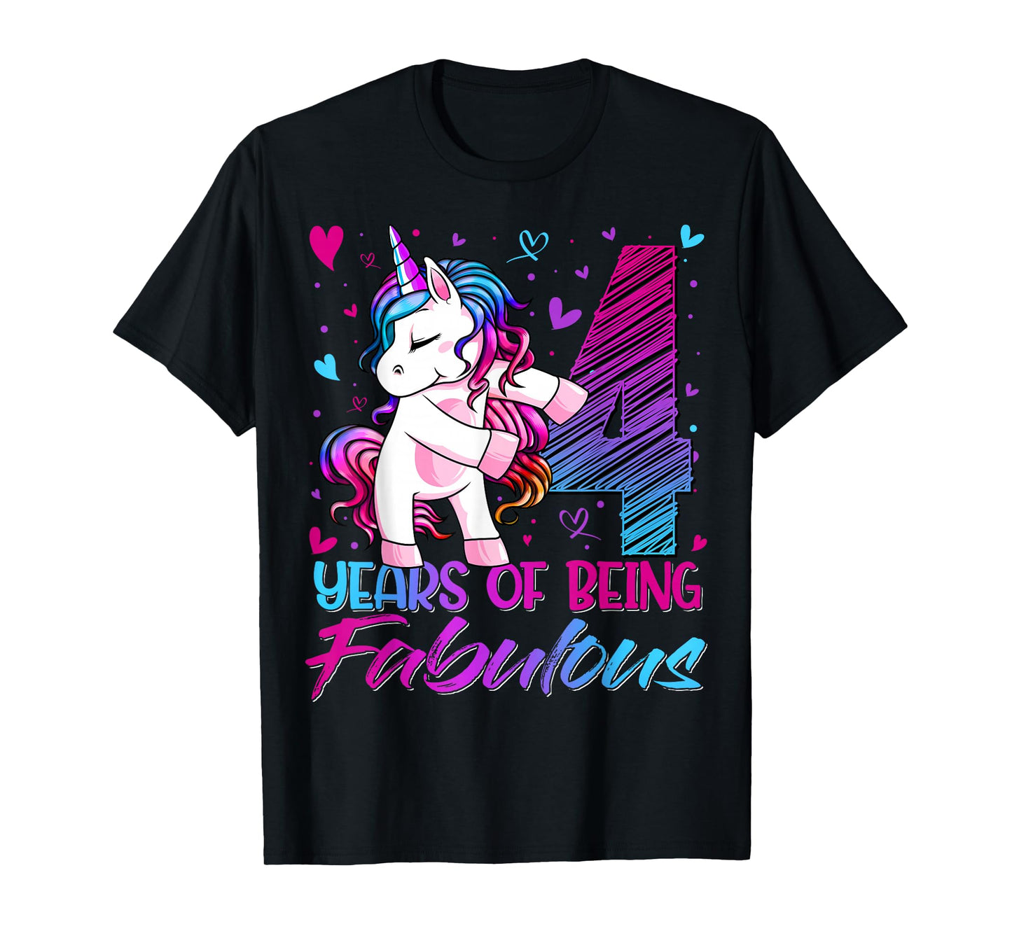 4 Year Old Gifts Unicorn Flossing 4th Birthday Girl Party T-Shirt