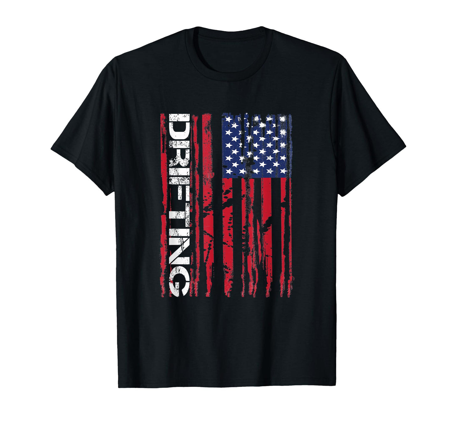 Vintage American Flag Car Racing Drifting T-Shirt