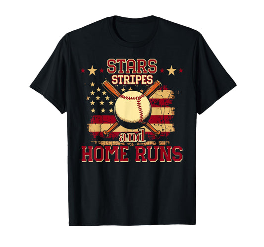 Retro Vintage Baseball tee. Stars, Stripes, and Home Runs T-Shirt