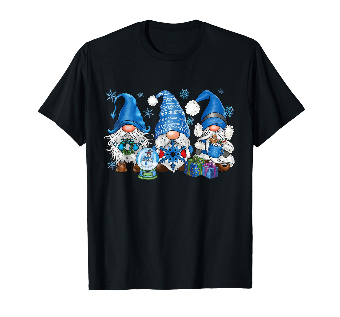 Snowman Gnomes in Blue Merry Christmas Gnomies Hello Winter T-Shirt