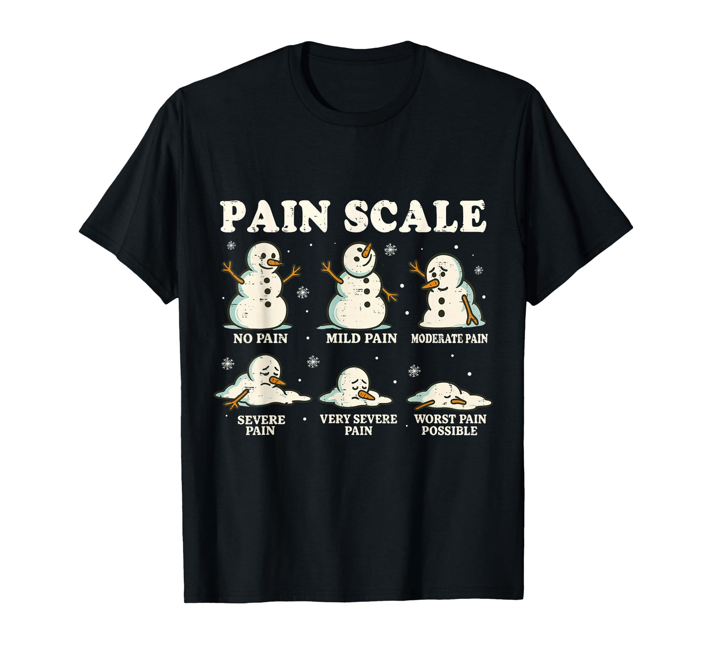 Christmas Pain Scale Snowman Funny Nurse ICU Nurse Xmas Pjs T-Shirt