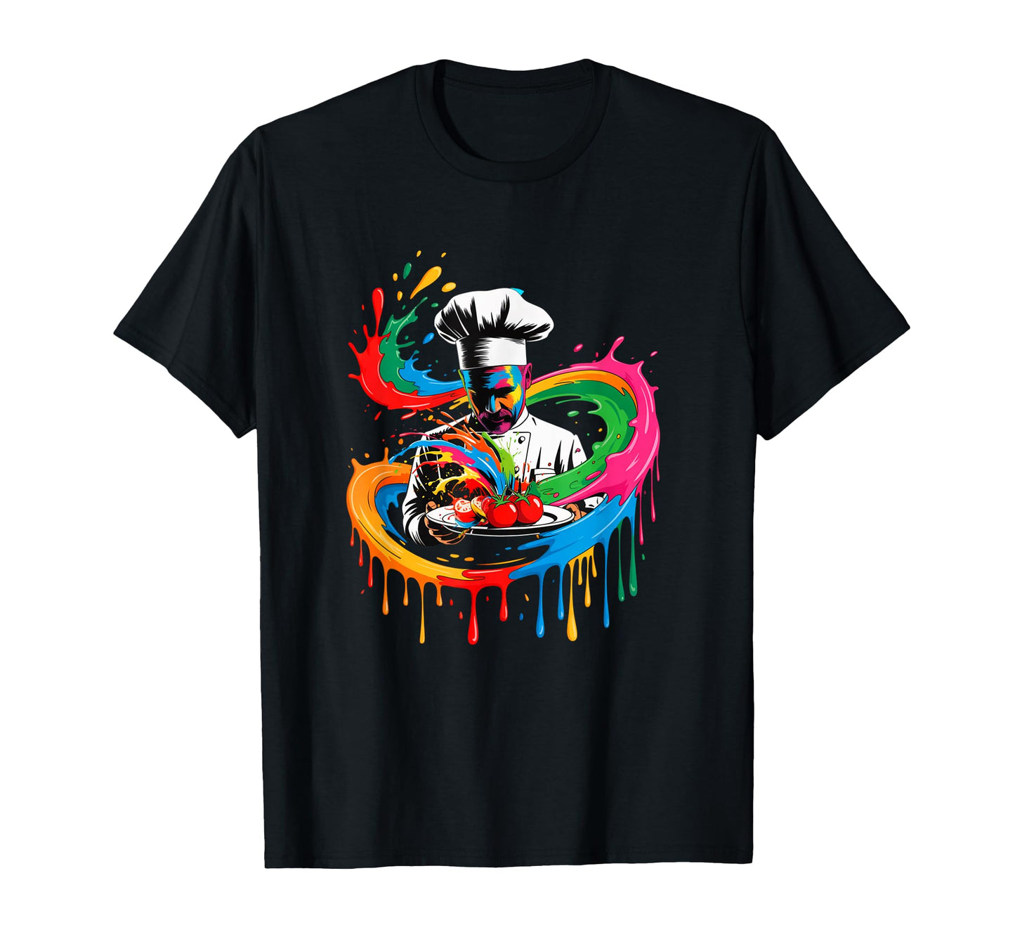 Colorful Chef Design With Splash Art Kitchen Cooking Lovers T-Shirt