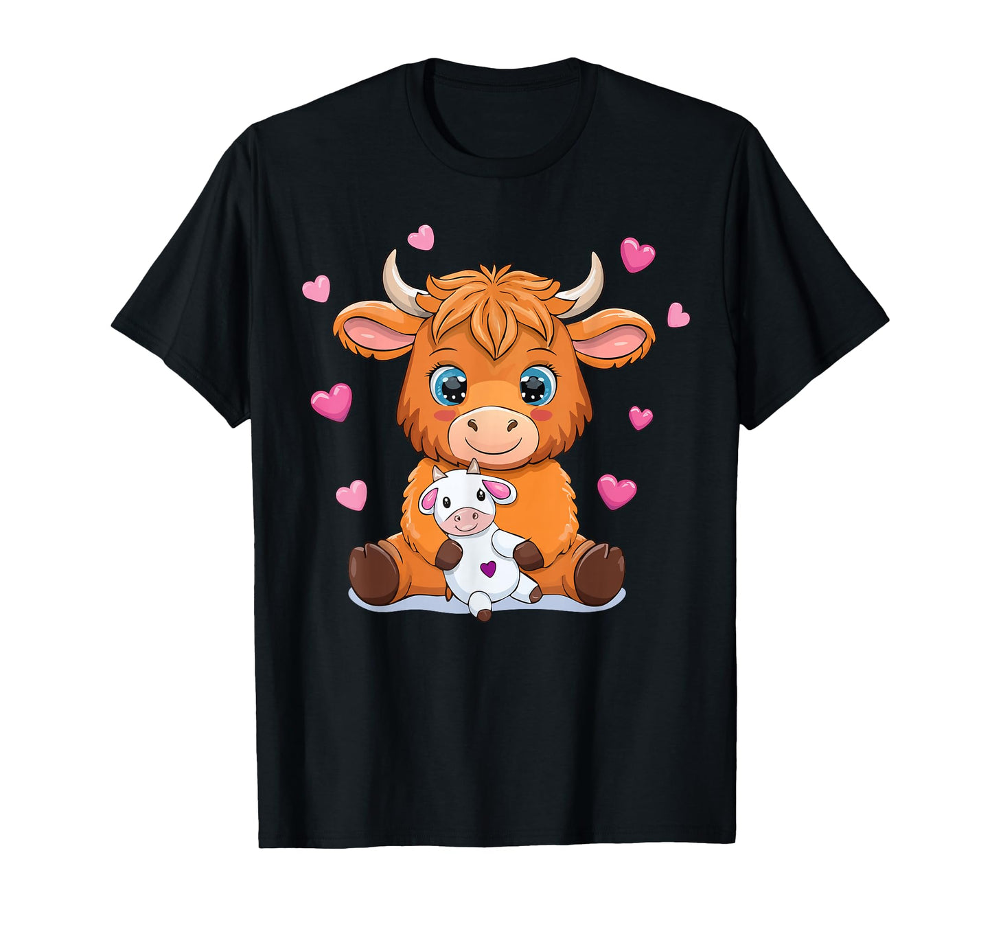 Cute Highland Cow Hugging Toy Farmer Farm Country T-Shirt