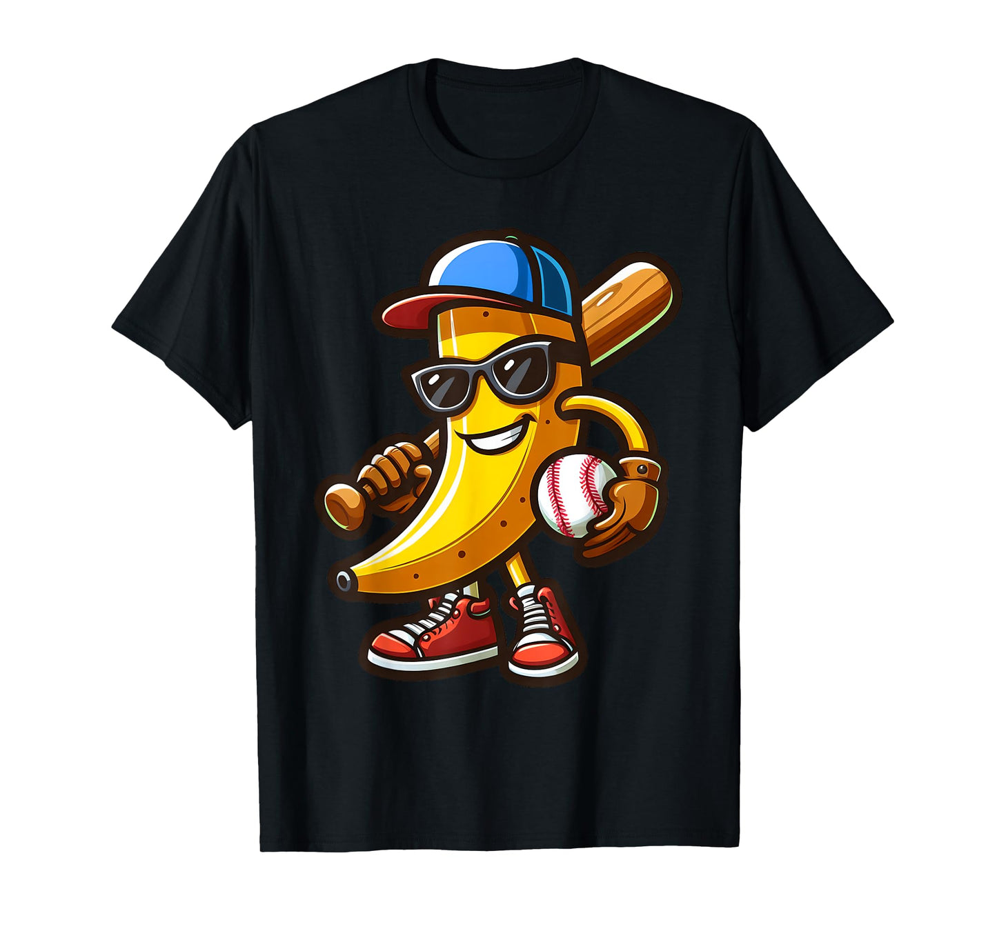 Funny Banana Playing Baseball Funny Baseball Players Kids T-Shirt
