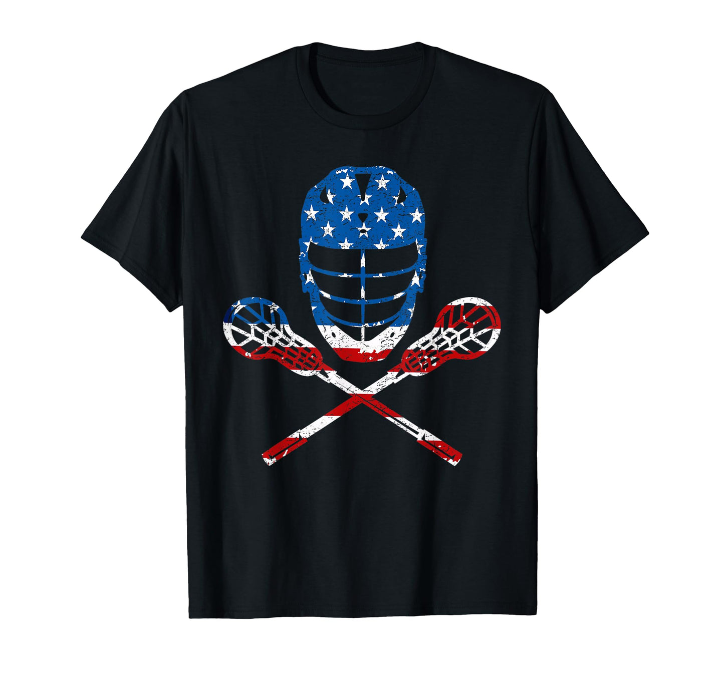 Lacrosse American Flag Lax Helmet Sticks 4th of July Gifts T-Shirt