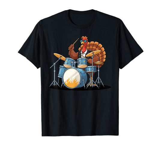 Funny Turkey Drums Thanksgiving Drum Drummer Womens Mens Kid T-Shirt