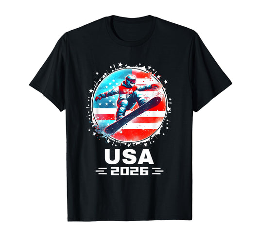 Snowboard USA Go USA Team Tshirt USA Flag 2026 Snowboarding T-Shirt