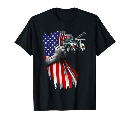 Tow Truck operator work American Flag For Tow Truck Driver T-Shirt