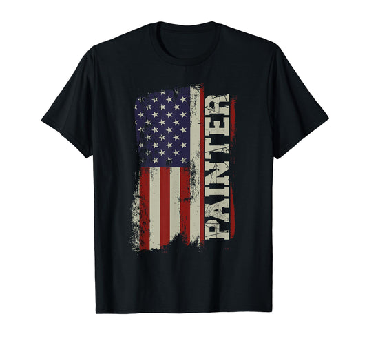 House Painter Decorator American Flag Vintage Painter T-Shirt