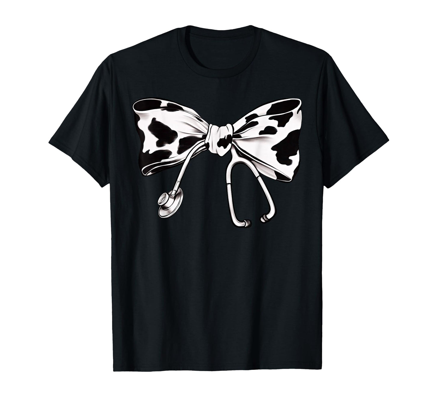 Cow Print Bow And Stethoscope Nurse RN Graduation Coquette T-Shirt