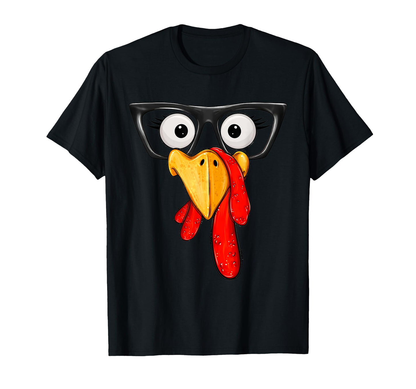 Cute Turkey Face Glasses Boys Kids Mens Thanksgiving Family T-Shirt