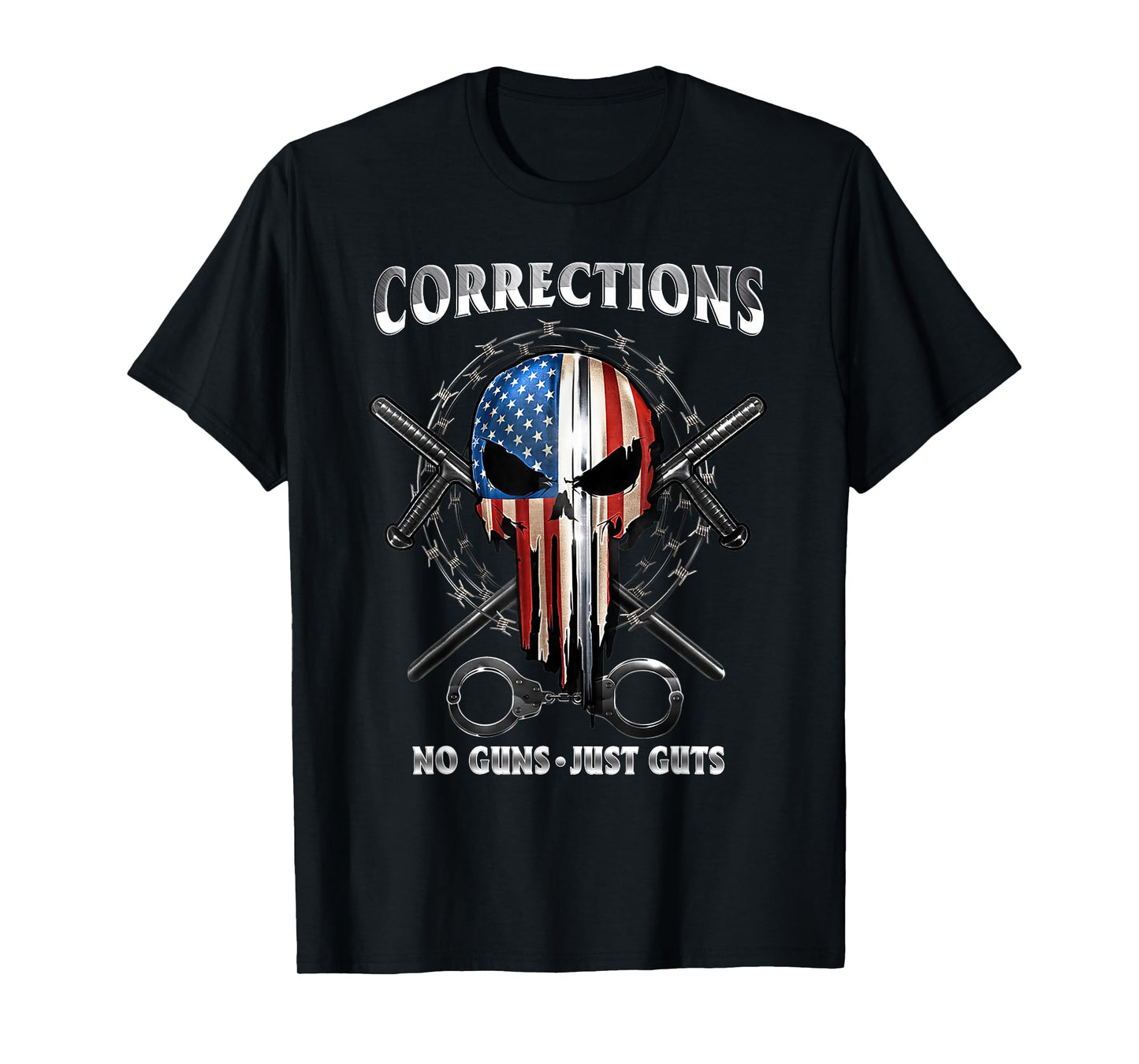 Corrections Just Guts Skull Of Freedom Correctional Officer T-Shirt