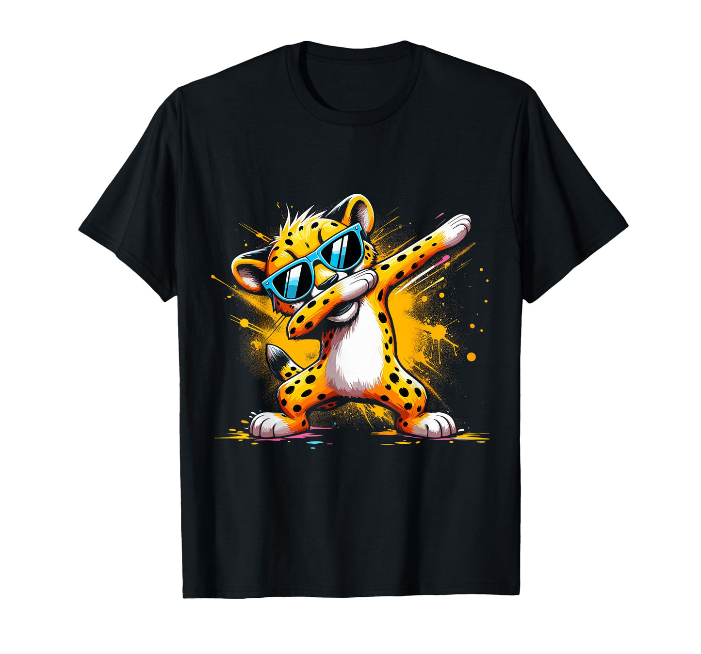 Dabbing Cheetah Sunglasses Cheetah Animal Colorful T-Shirt
