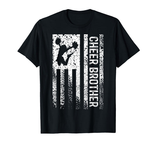 Cheer Brother Vintage American Flag Bro Cheerleader Squad T-Shirt