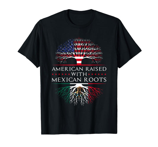 American Raised With Mexican Roots Mexico Tree T-Shirt