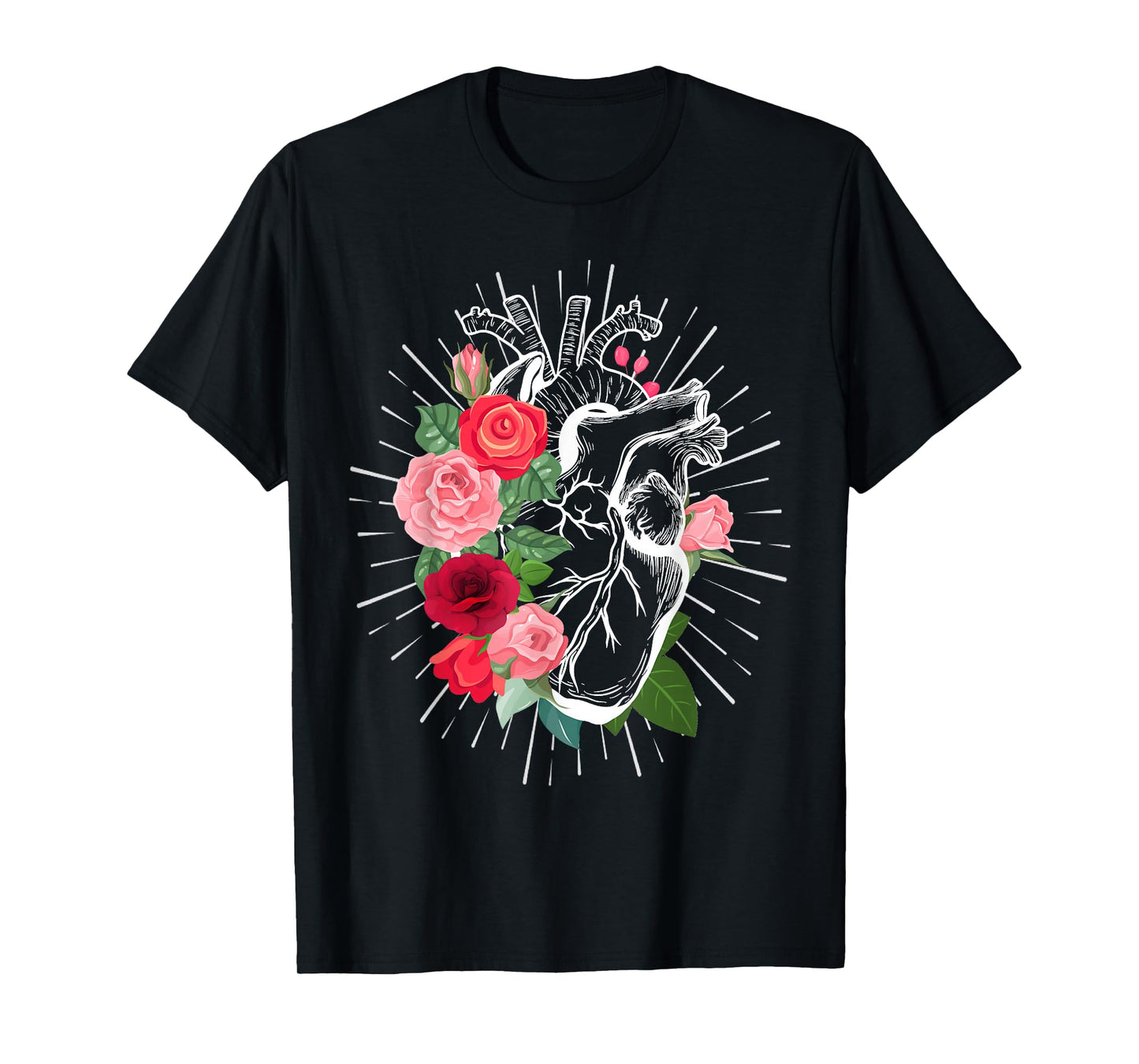Anatomical Heart And Flowers - Anatomical heart T-Shirt
