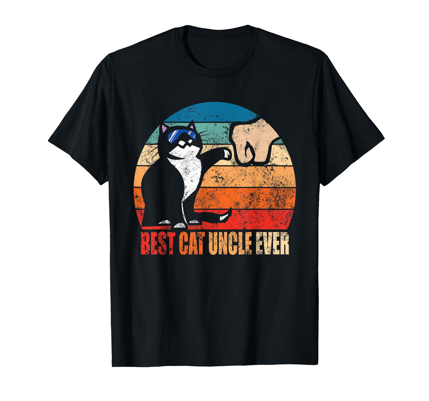 Best Cat Uncle Ever Funny Cat Sunglasses Fist Bump Retro T-Shirt