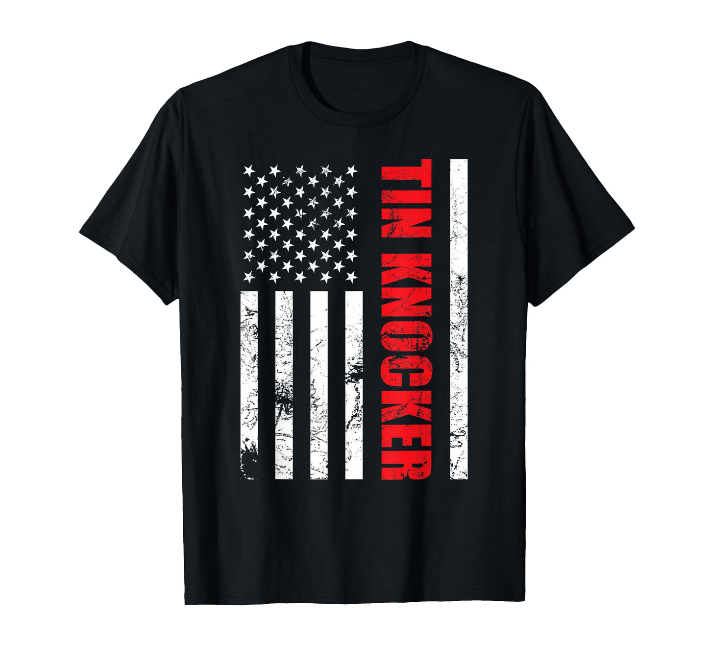 Tin Knocker Sheet Metal Worker, American Vertical Flag USA T-Shirt