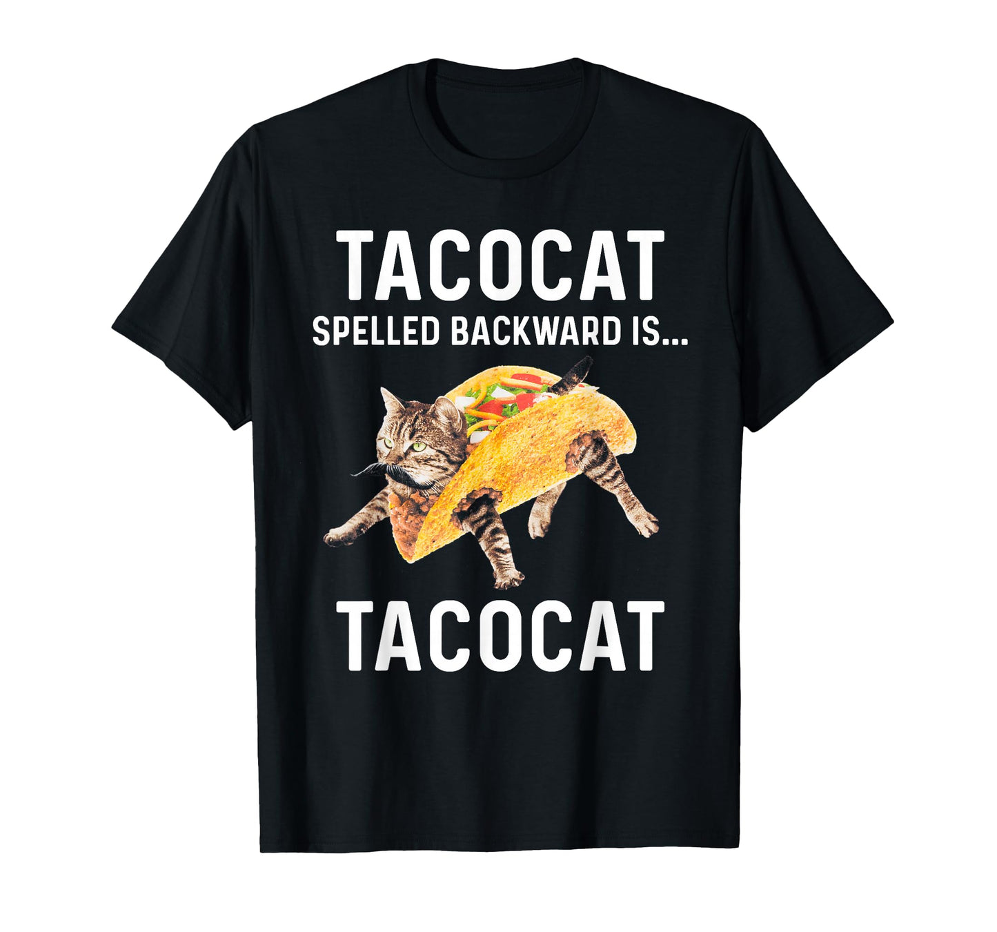 Tacocat Spelled Backward is Tacocat - Love Cat and Taco T-Shirt