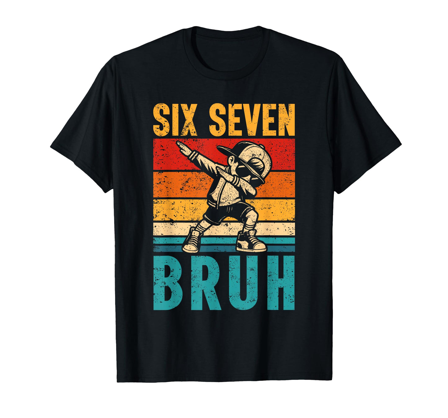 Vintage Dabbing Six Seven Bruh Funny Meme 6 7 Boys Mens T-Shirt
