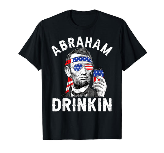 4th of July Abraham Drinking Merica Abe Lincoln Beer Lover T-Shirt