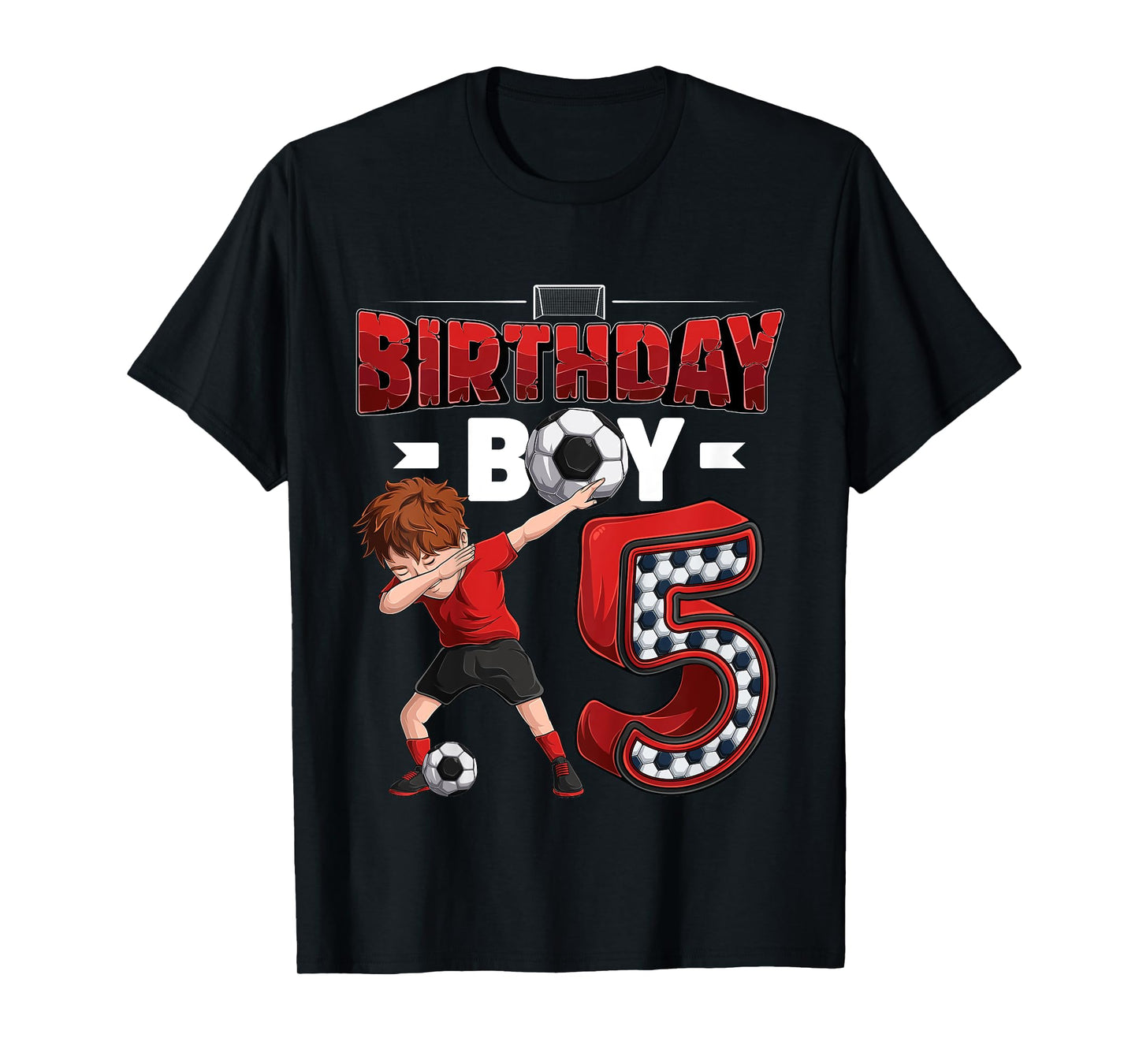 Kids dabbing boy 5 year old Soccer Player 5th birthday party T-Shirt