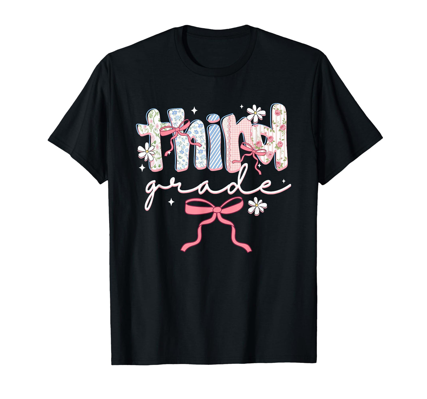 Women Third Grade Teacher Coquette Bow Elementary School T-Shirt