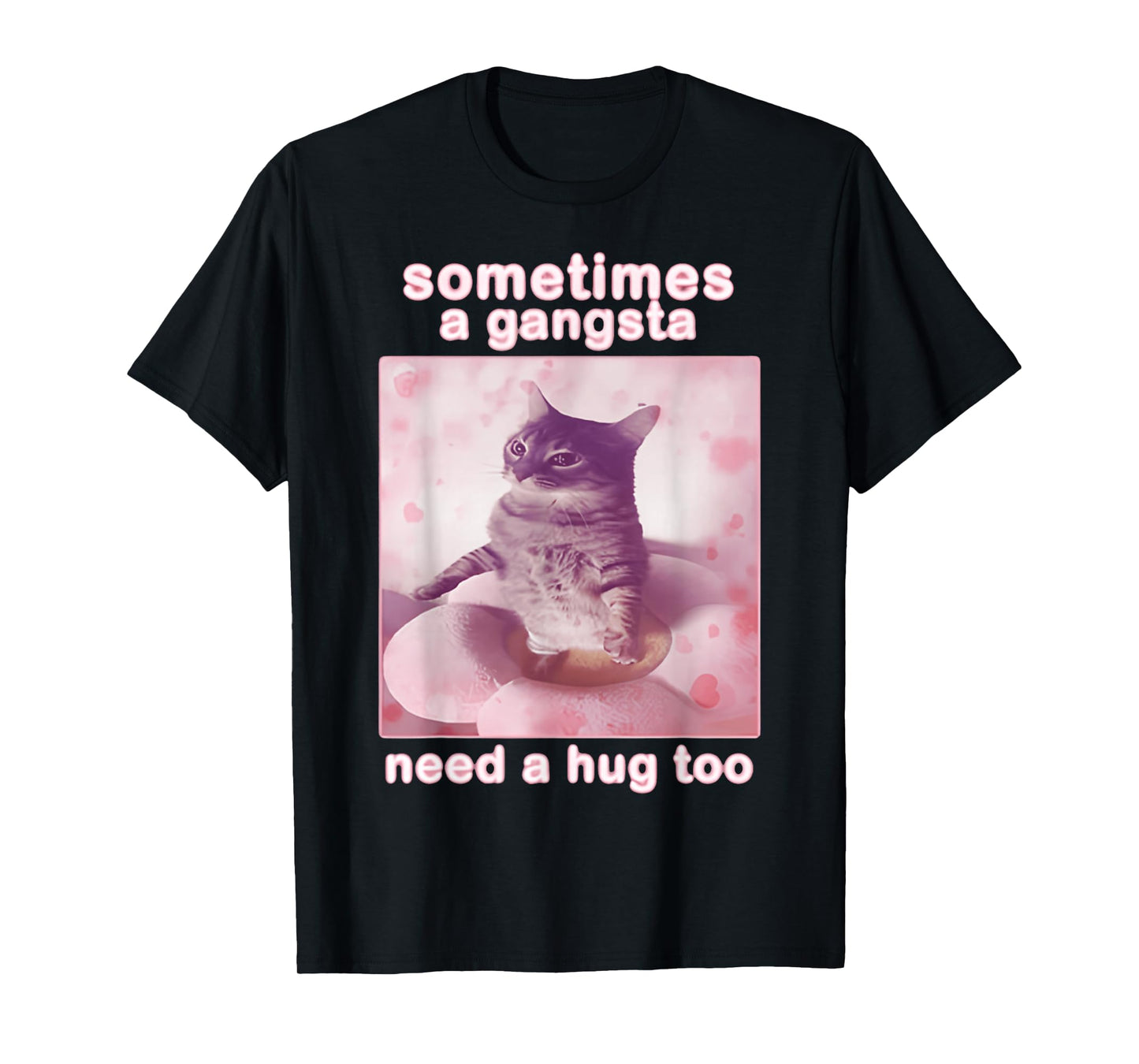 Sometimes A Gangsta Need A Hug Too Cat & FUNNY Meme Cats T-Shirt