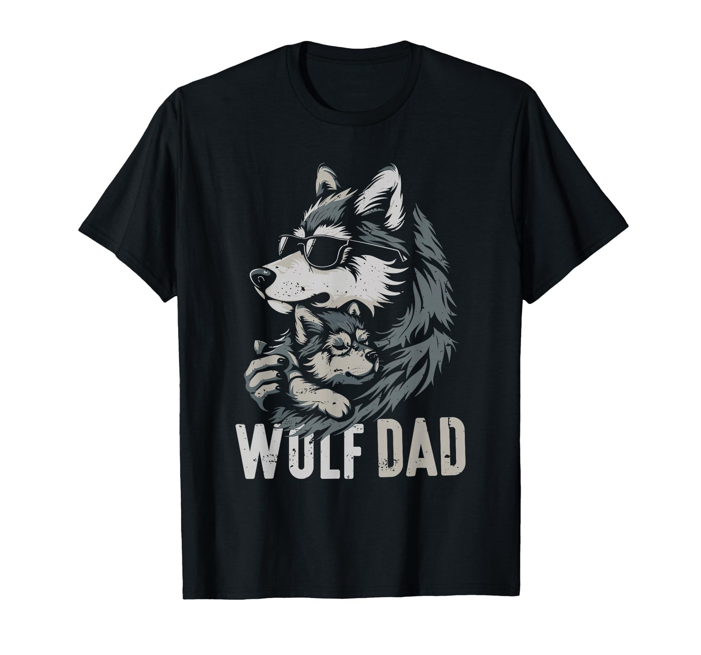 Wolf Dad and Baby Funny Fathers Day Daddy Wolfs Lovers T-Shirt