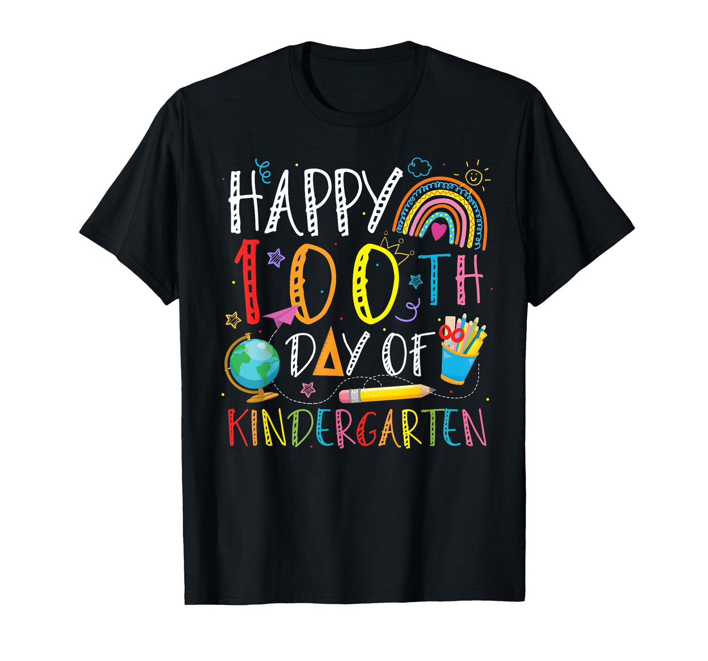 Happy 100th Day of Kindergarten Kids Teacher Rainbow T-Shirt