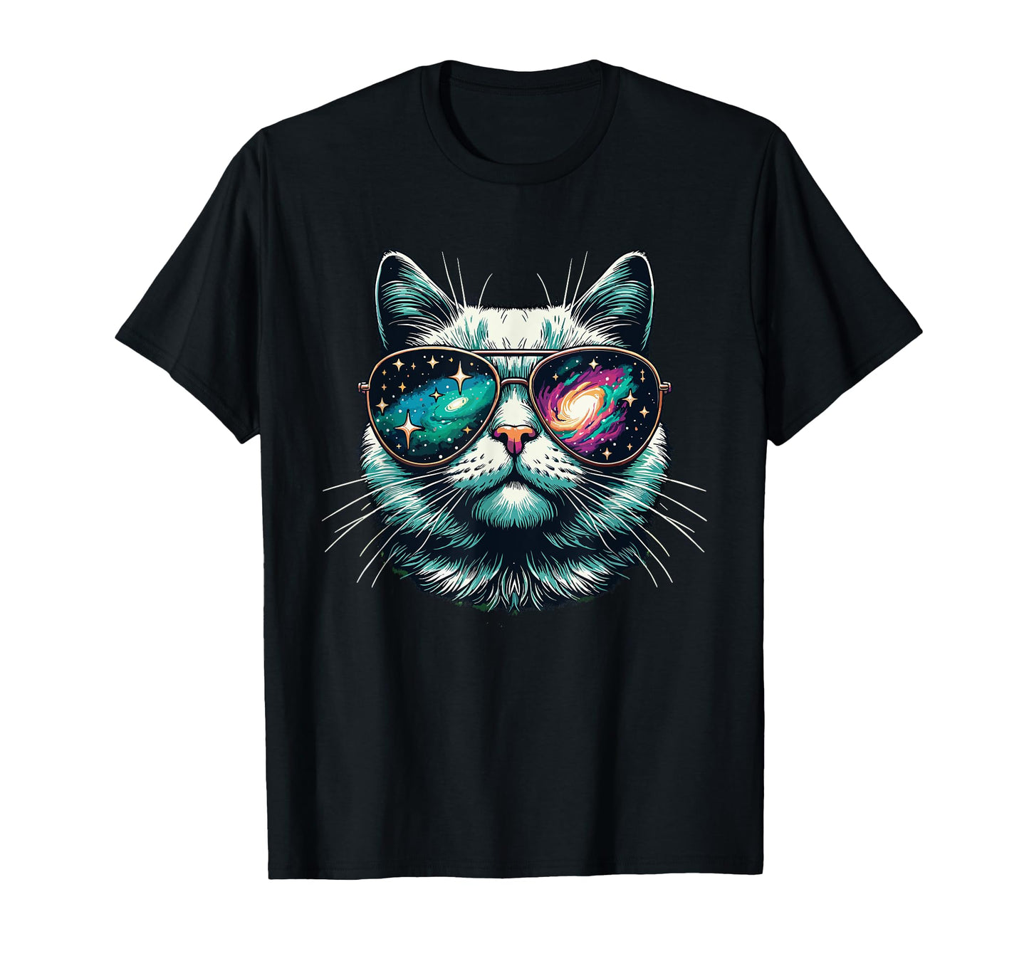 Cat Space Galaxy Sunglasses Cats T-Shirt for Men Women Girls Kids