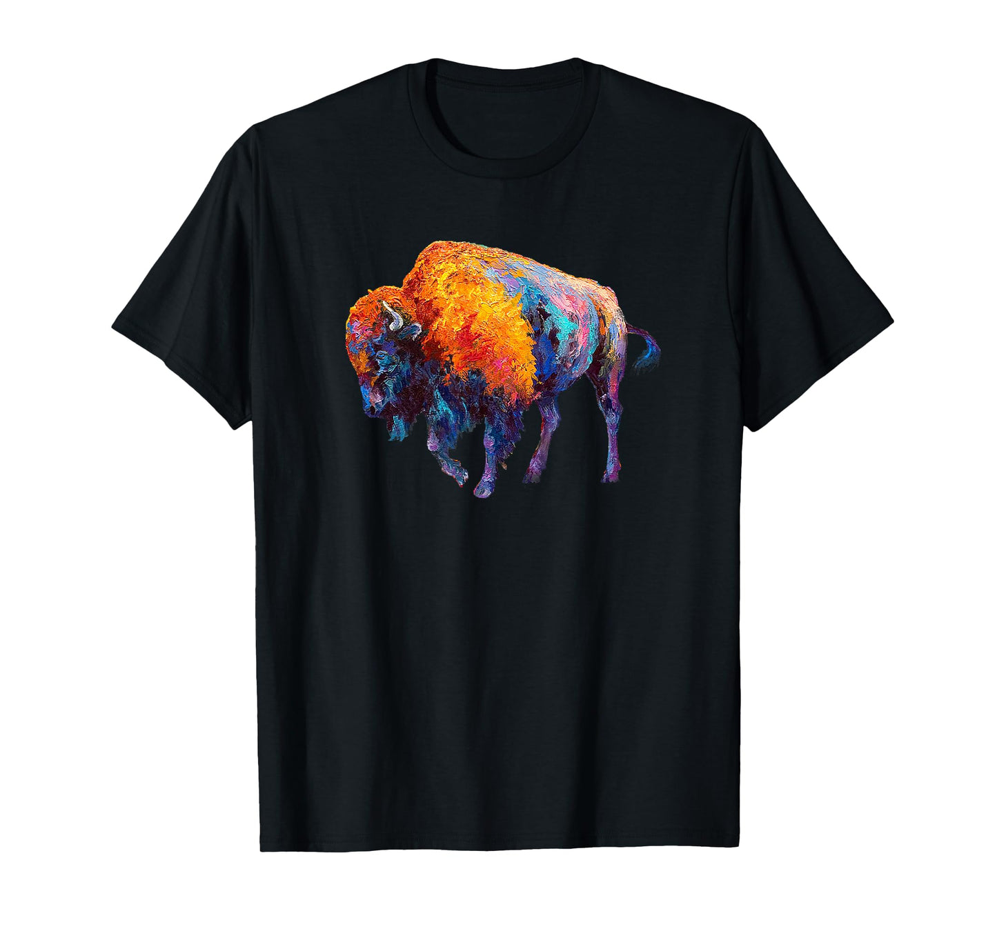 Buffalo Shirt American Bison Shirt Unisex Adult T-Shirt Black Small Classic Fit Short Sleeve Round Neck Buffalo Plaid Design