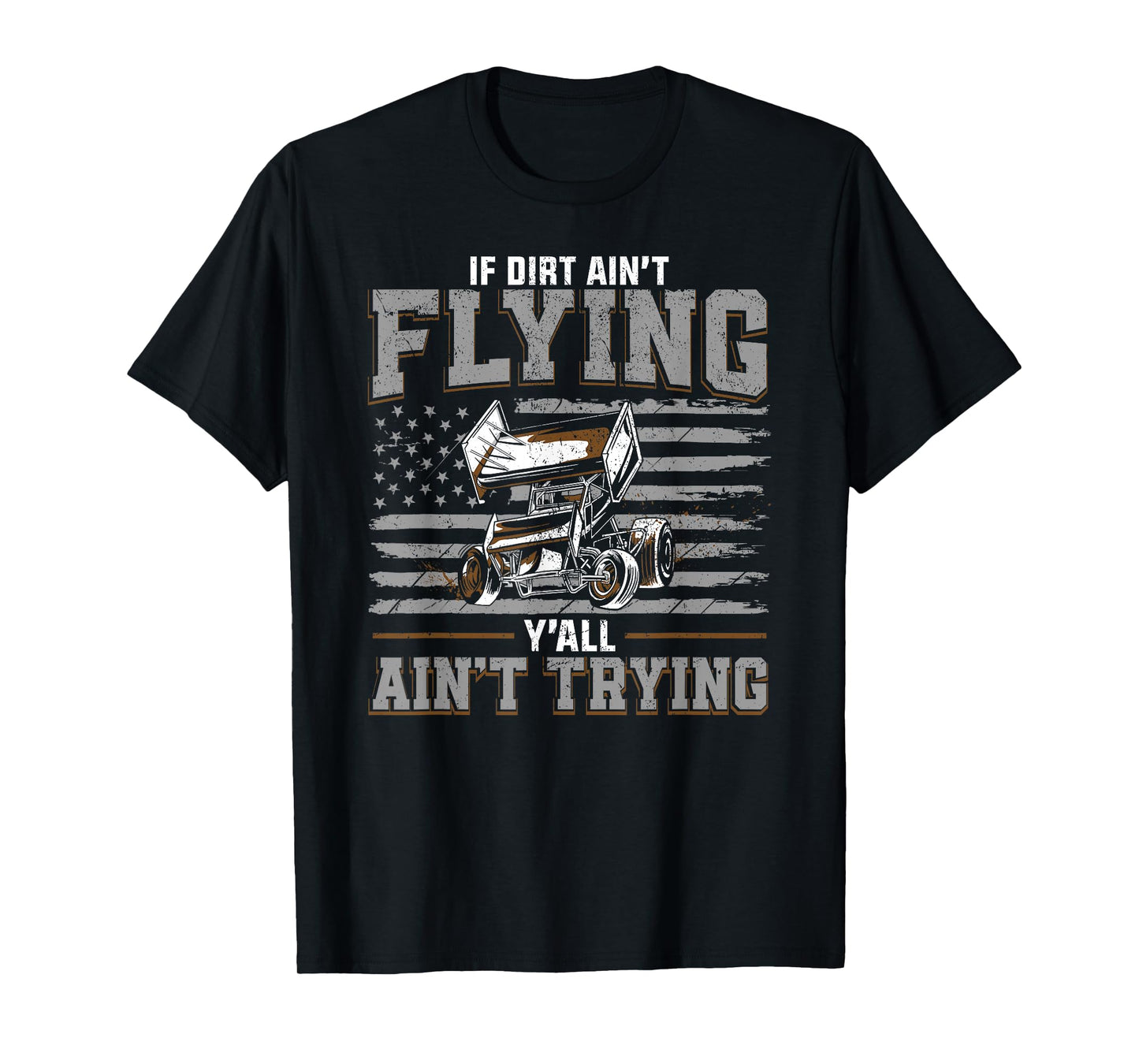 Dirt Track Racing Race Sprint Car Vintage Usa American Flag T-Shirt